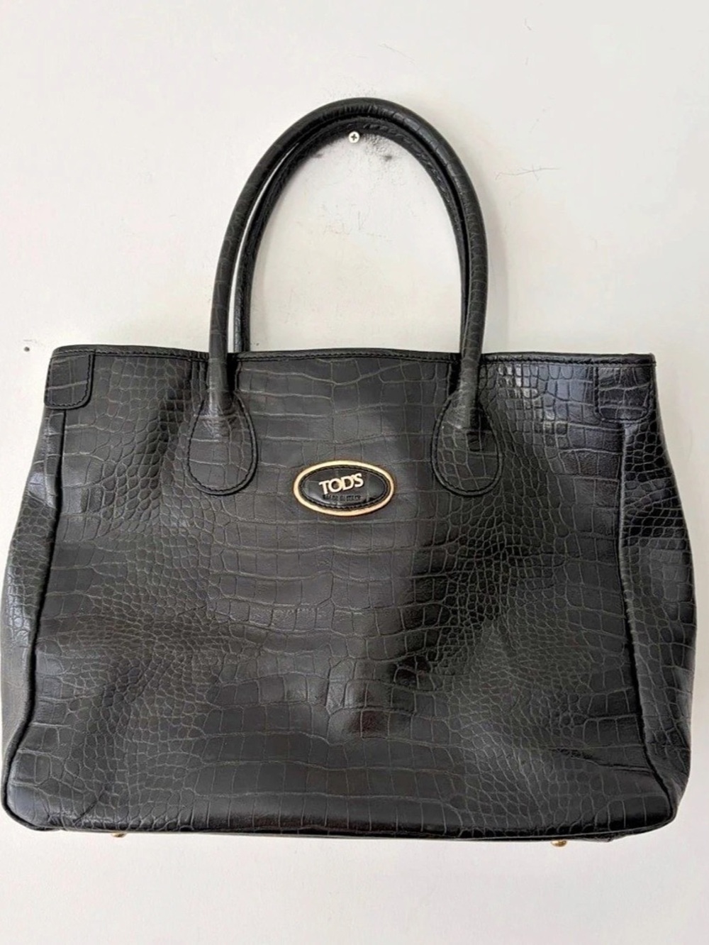 Tod's Black Crocodile-Effect Tote